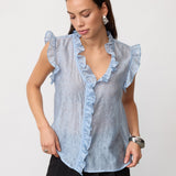 SisuCC Frill Top - Pale Blue