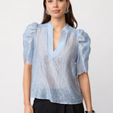 SisuCC SS V-Blouse - Pale Blue