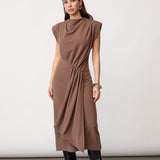 FalconCC Pleat Dress - Walnut