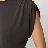 CamillaCC Ruched Shoulder Tee - Dark Grey