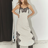 AmeliCC Dot Lace Strap Dress - Off white