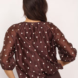 DitaCC Dot Balloon Blouse - Dark Brown