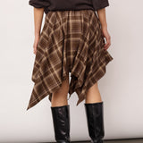 DagnyCC Check Tie Skirt - Brown