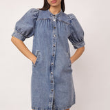 DeniceCC Denim SS Dress - Bleach Denim