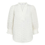 SailaCC Stripe SS V-Blouse - White