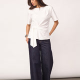 OrianeCC Pleat Tie Tee - White