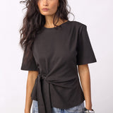 OrianeCC Pleat Tie Tee - Black
