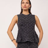DerriCC Dot Denim Top - Mid Grey