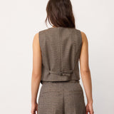 VeyaCC Check Wrap Vest - Brown