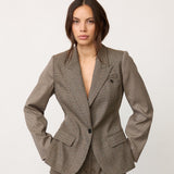 VeyaCC Check Fitted Blazer - Brown