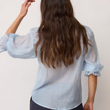 AviCC Lace SS V-Blouse - Pale Blue
