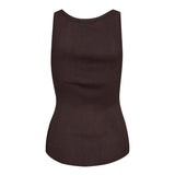 ClaireCC Rib Grandad Tank Top - Dark Brown