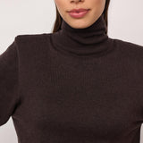 CoryCC Padded Roll-Neck Knit - Dark Brown