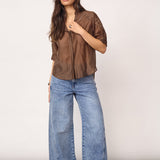 KawaCC Emb. SS V-Shirt - Dark Brown