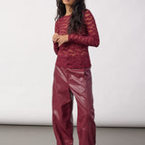 PenolaCC O-Neck Blouse - Wine Red