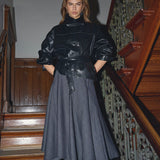 EloraCC Check Asym Skirt - Dark Grey