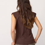 LunaCC Pleat Top - Dark Brown
