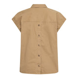 EvelynCC Slit Back SS shirt - Sand