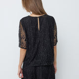 EricaCC Stone Lace SS Blouse - Black