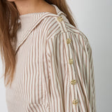 DalmaCC Asym Button Blouse - Bison