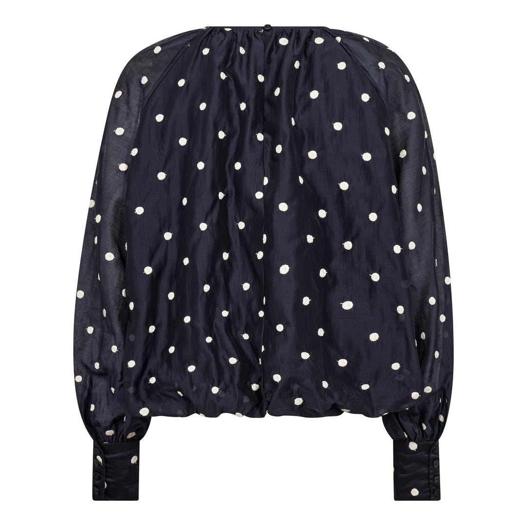 DitaCC Dot LS Balloon Blouse - Navy