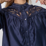 MelinCC Balloon Lace Shirt - Navy