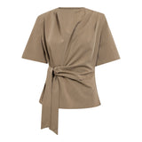 MelvaCC TieCC SS Blouse - Faded Khaki