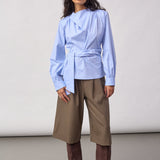 GaianCC LS Tie Blouse - Pale Blue