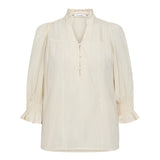 AilaCC Frill SS V - Blouse - Off white - Co'couture