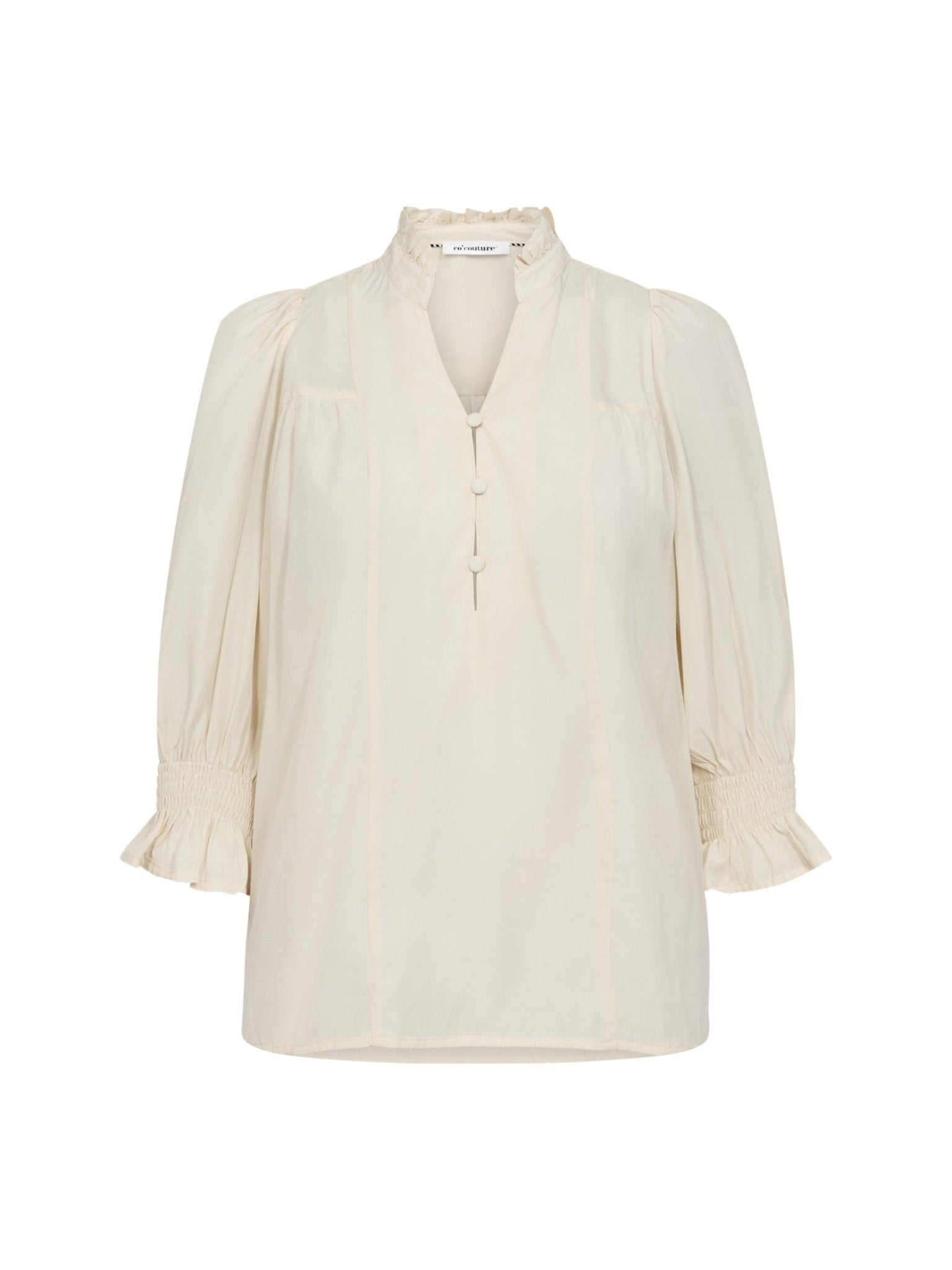 AilaCC Frill SS V - Blouse - Off white - Co'couture
