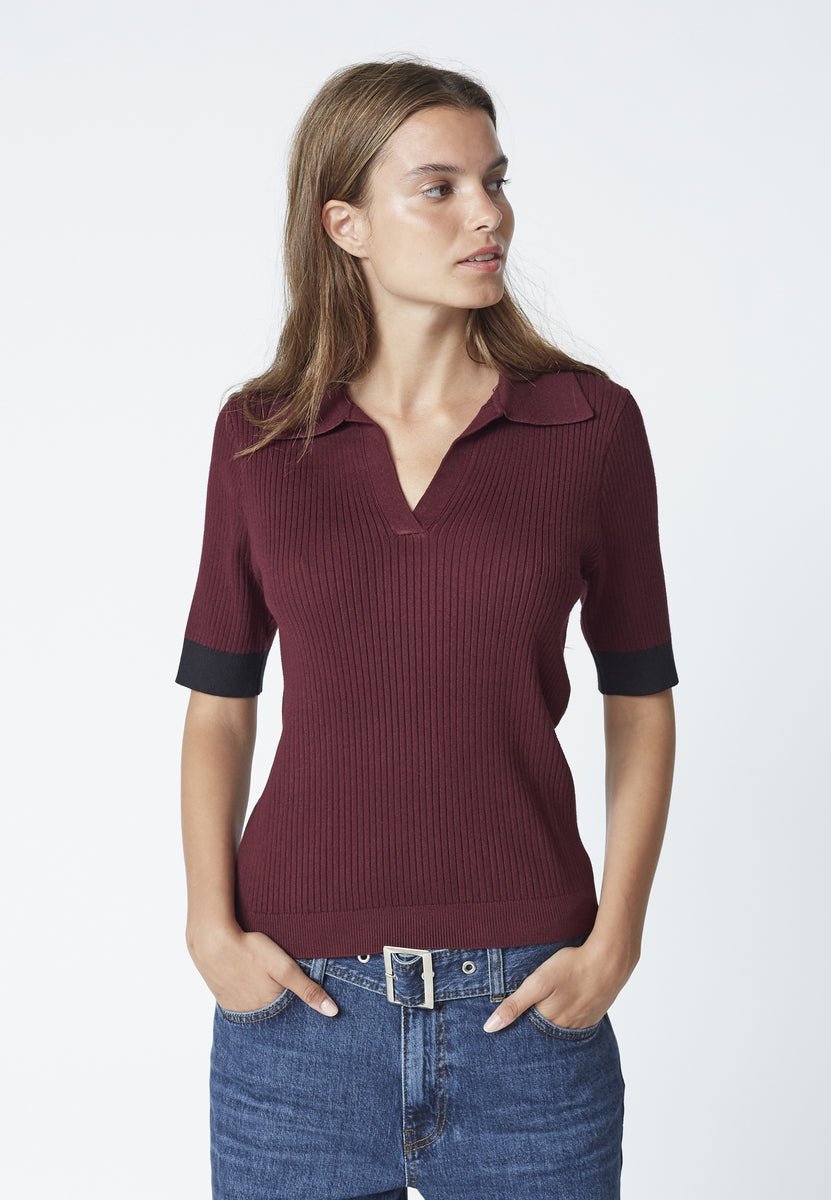 BonnyCC Polo SS Knit - Winered - Co'couture