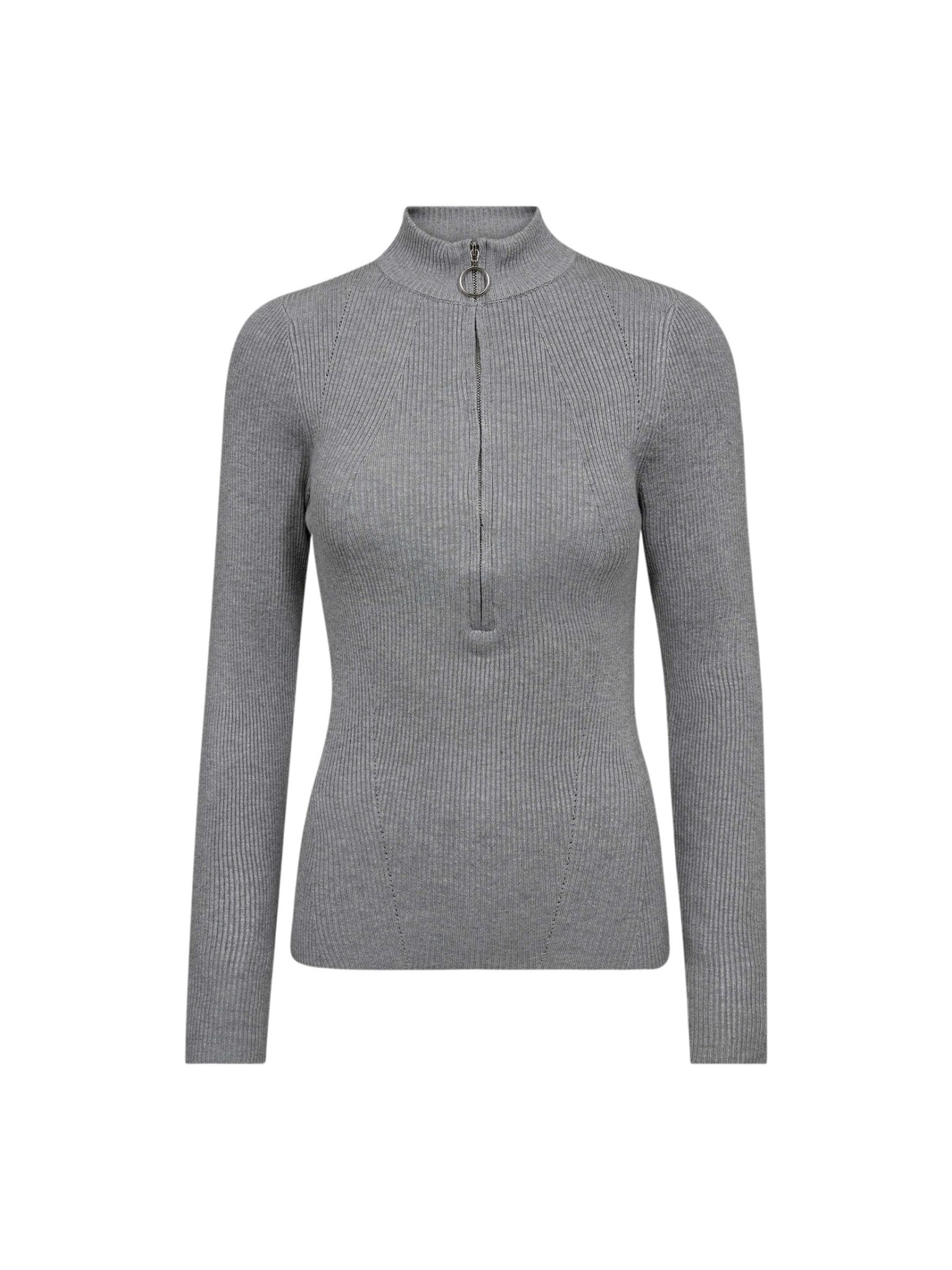 BonnyCC Rib Zip Turtle Knit*OU - Light Grey - Co'couture
