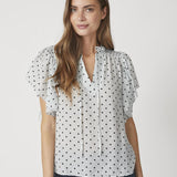 DionneCC Dot SS Frill Top - Pale Blue - Co'couture