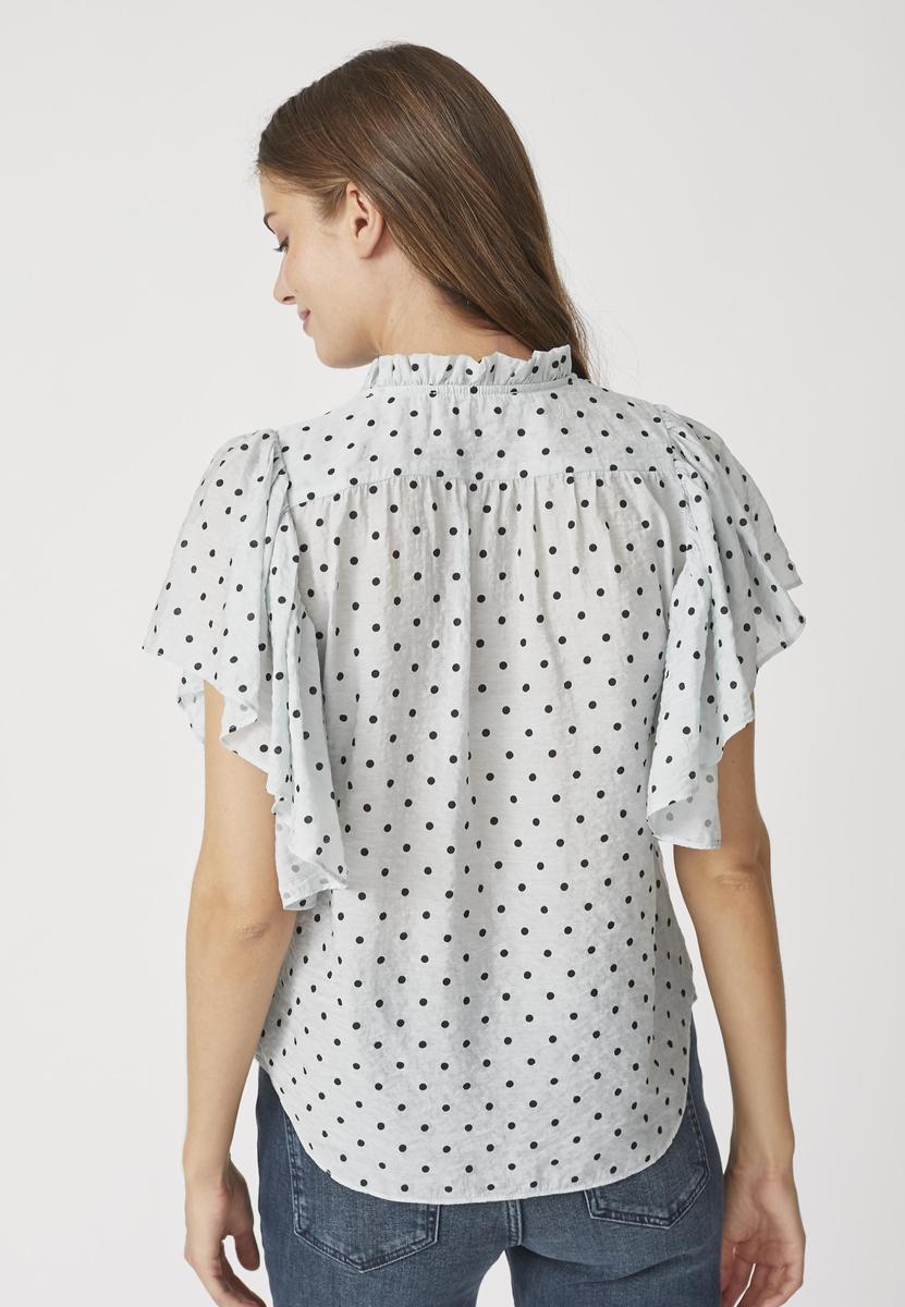 DionneCC Dot SS Frill Top - Pale Blue - Co'couture