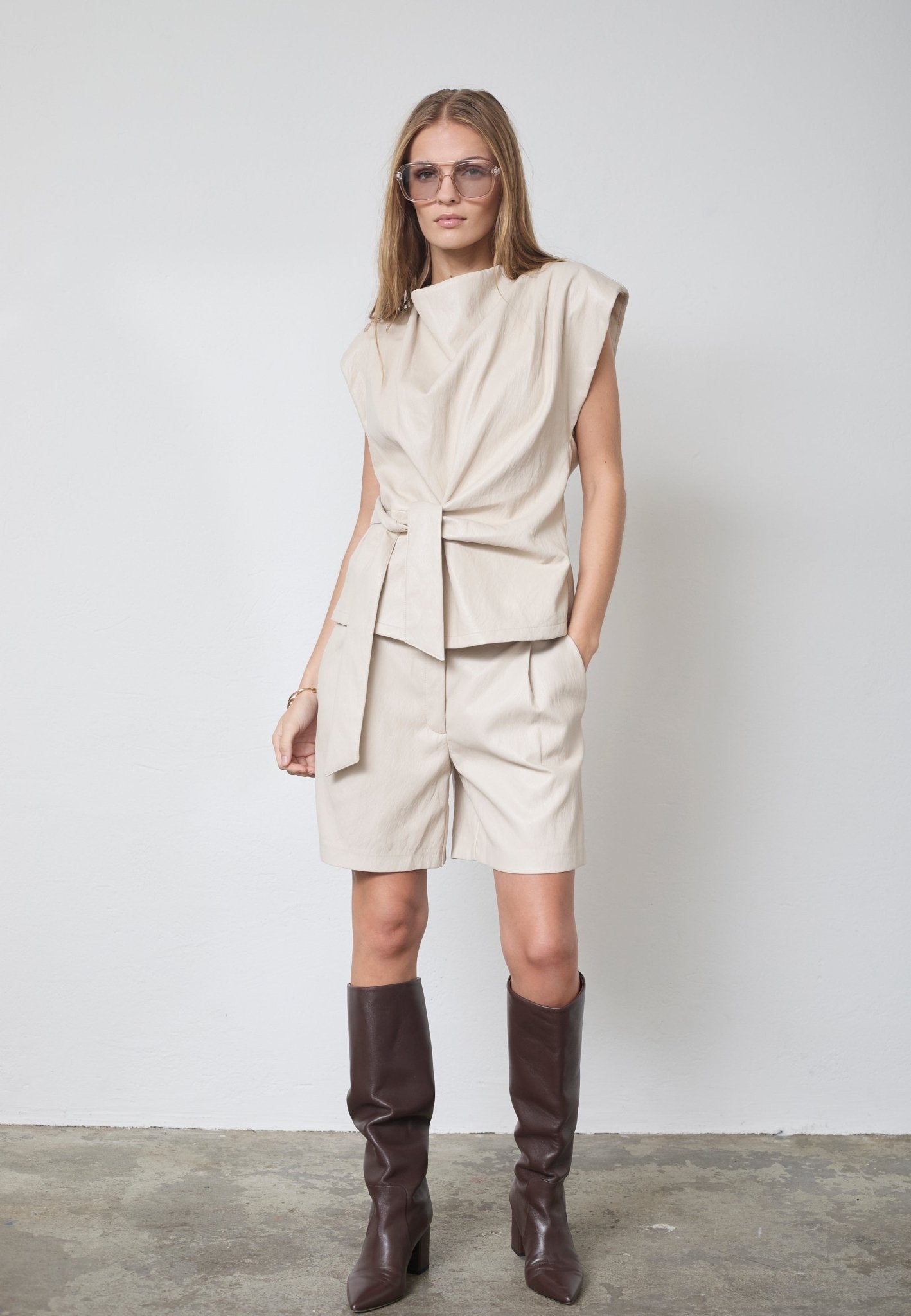 GittCC Pleat Top - Bone - Co'couture