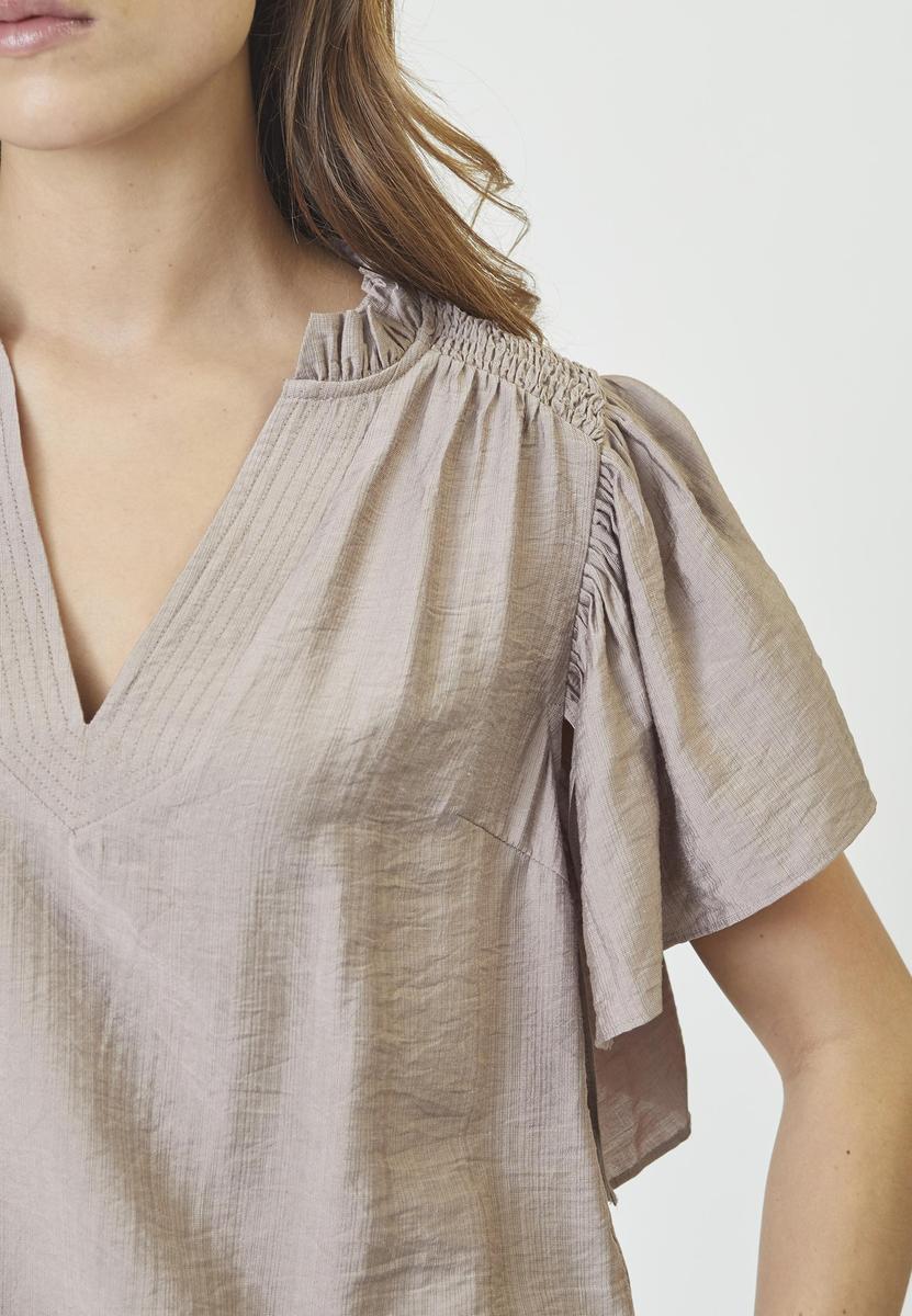 HeraCC SS Frill Top - Walnut - Co'couture