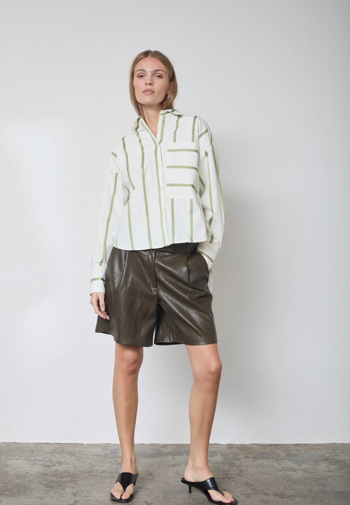 IdieCC Stripe Shirt - Off - White Green - Co'couture