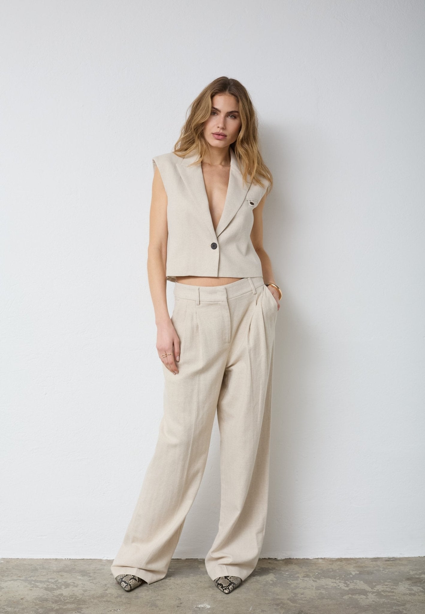 LeenaCC Linen Vest - Bone - Co'couture