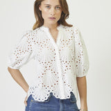 NayaCC Anglaise SS Shirt - White - Co'couture