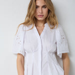 PoppyCC Emb SS V - Shirt - White - Co'couture