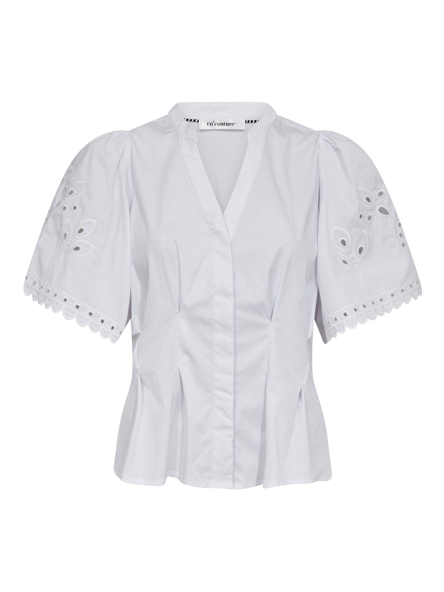 PoppyCC Emb SS V - Shirt - White - Co'couture