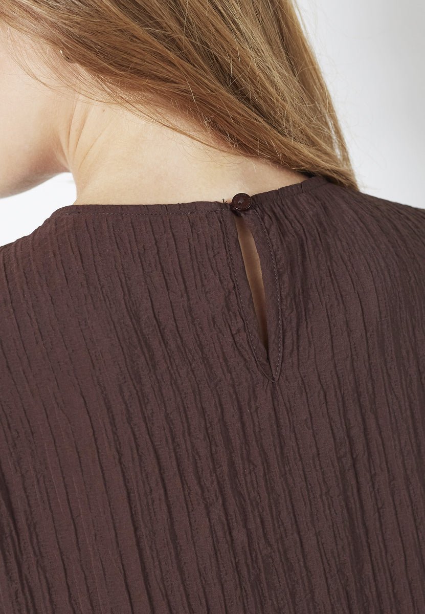 ShinaCC Pintuck Blouse - Dark Brown - Co'couture