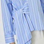 ShiraCC Stripe Bow V - Blouse - Pale Blue - Co'couture