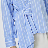 ShiraCC Stripe Bow V - Blouse - Pale Blue - Co'couture