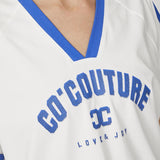 SiaraCC Oversize Sporty V - Tee - OffWhiteNewBlue - Co'couture