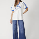 SiaraCC Oversize Sporty V - Tee - OffWhiteNewBlue - Co'couture
