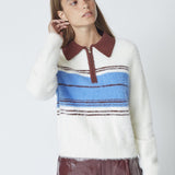 ToryCC Stripe Zip Knit - Off white - Co'couture