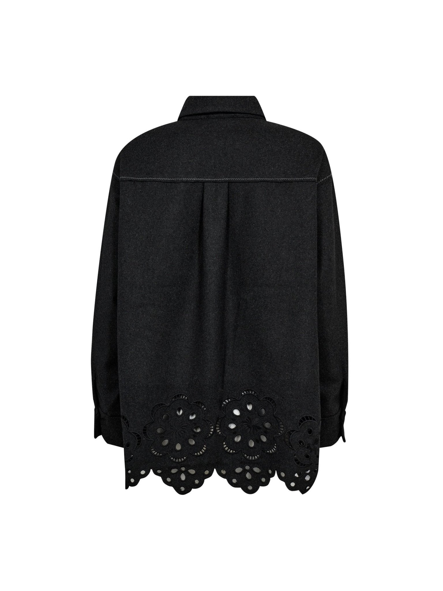 WarrenCC Wool Embroidery Shirt - Dark Grey - Co'couture